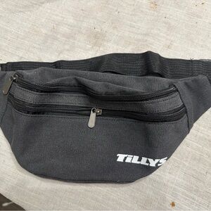 Tilly's Black Canvas Belt Bag with White Logo